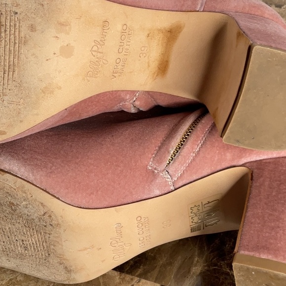 Polly Plume Pink Velvet Block Heel Boots - Picture 9 of 10